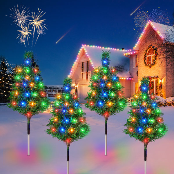 The Holiday Aisle® Outdoor Christmas Trees For Yard, 8 Lighting Modes